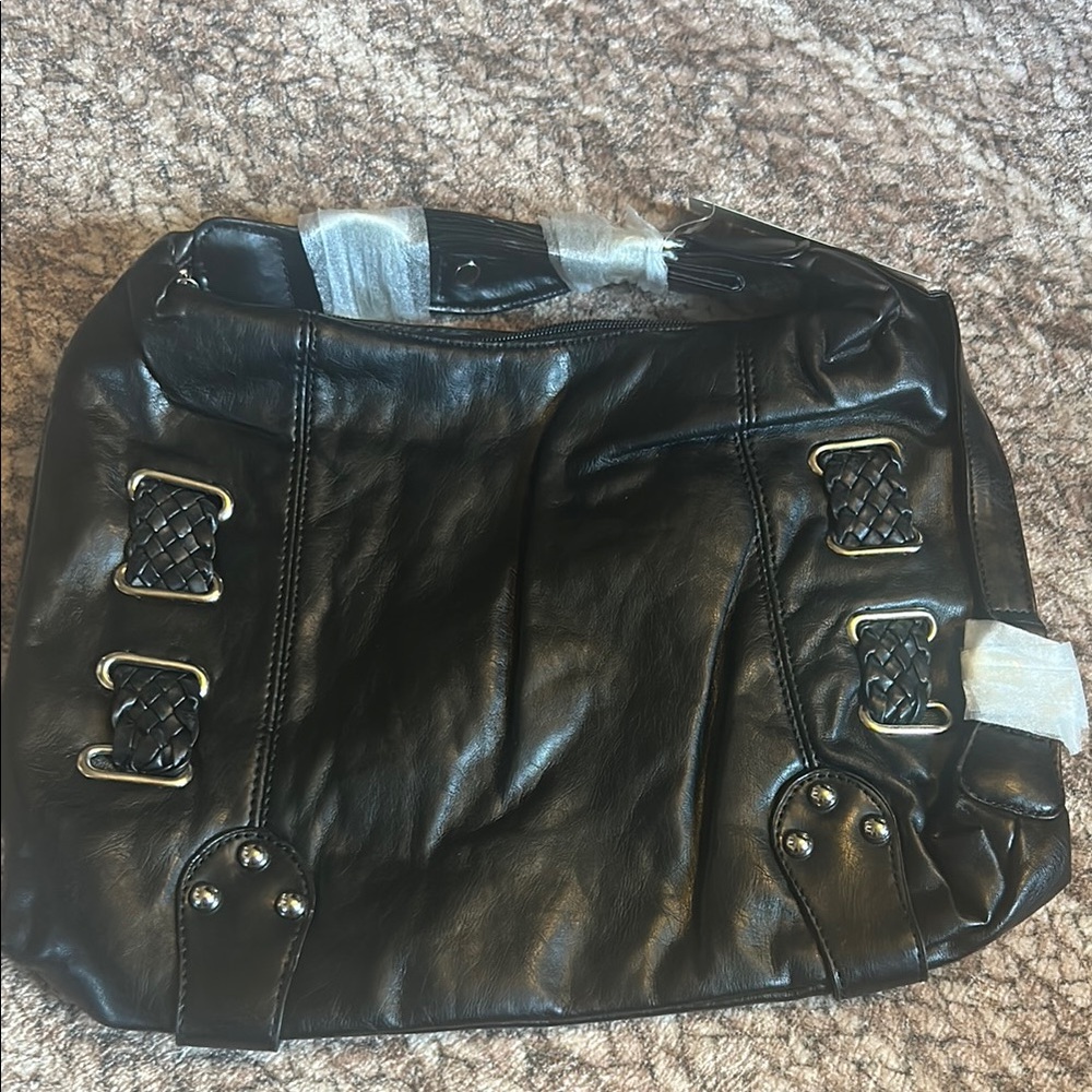 Elegant Black Leather Tote Bag